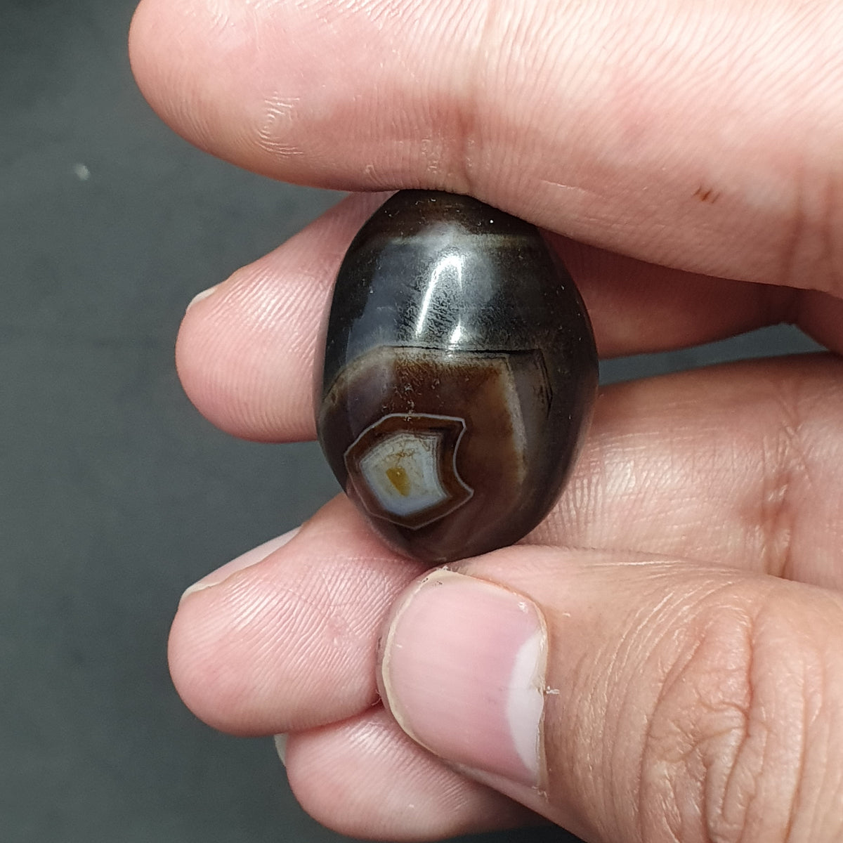 Magnifique perle d'agate naturelle œil de Suliemani