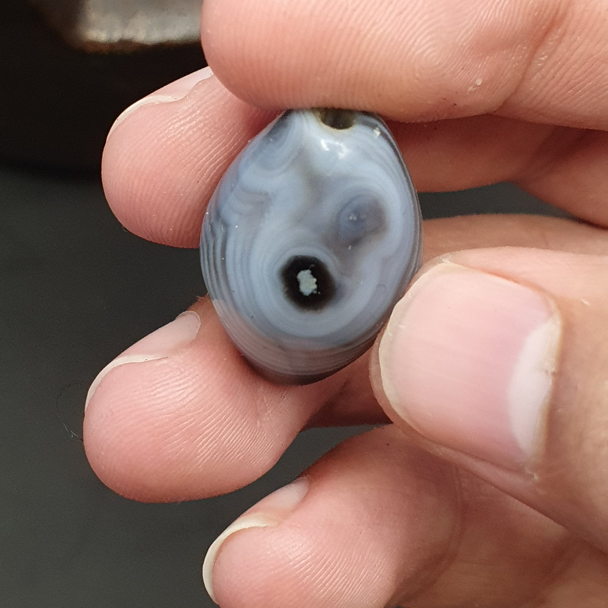 Lot vintage de 2 perles d'agate calcédoine