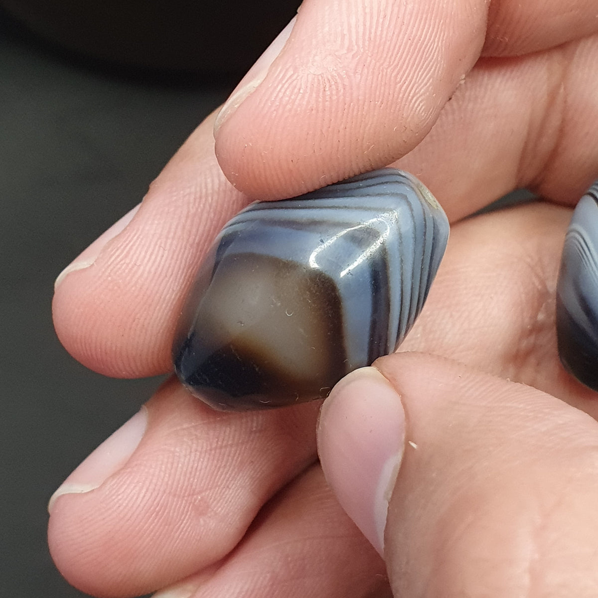 Lot vintage de 2 perles d'agate calcédoine