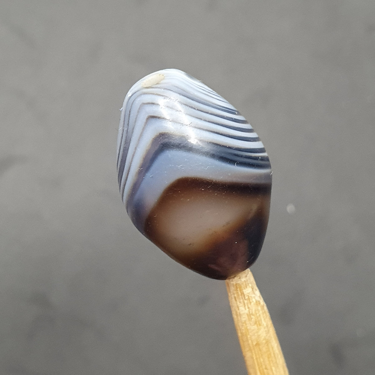 Lot vintage de 2 perles d'agate calcédoine