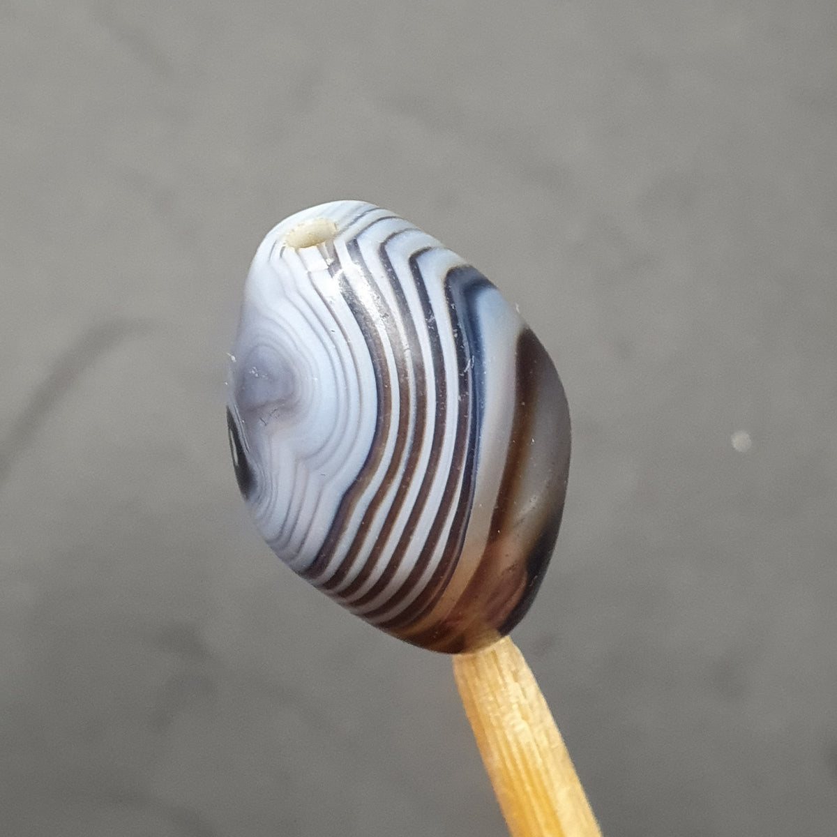 Lot vintage de 2 perles d'agate calcédoine