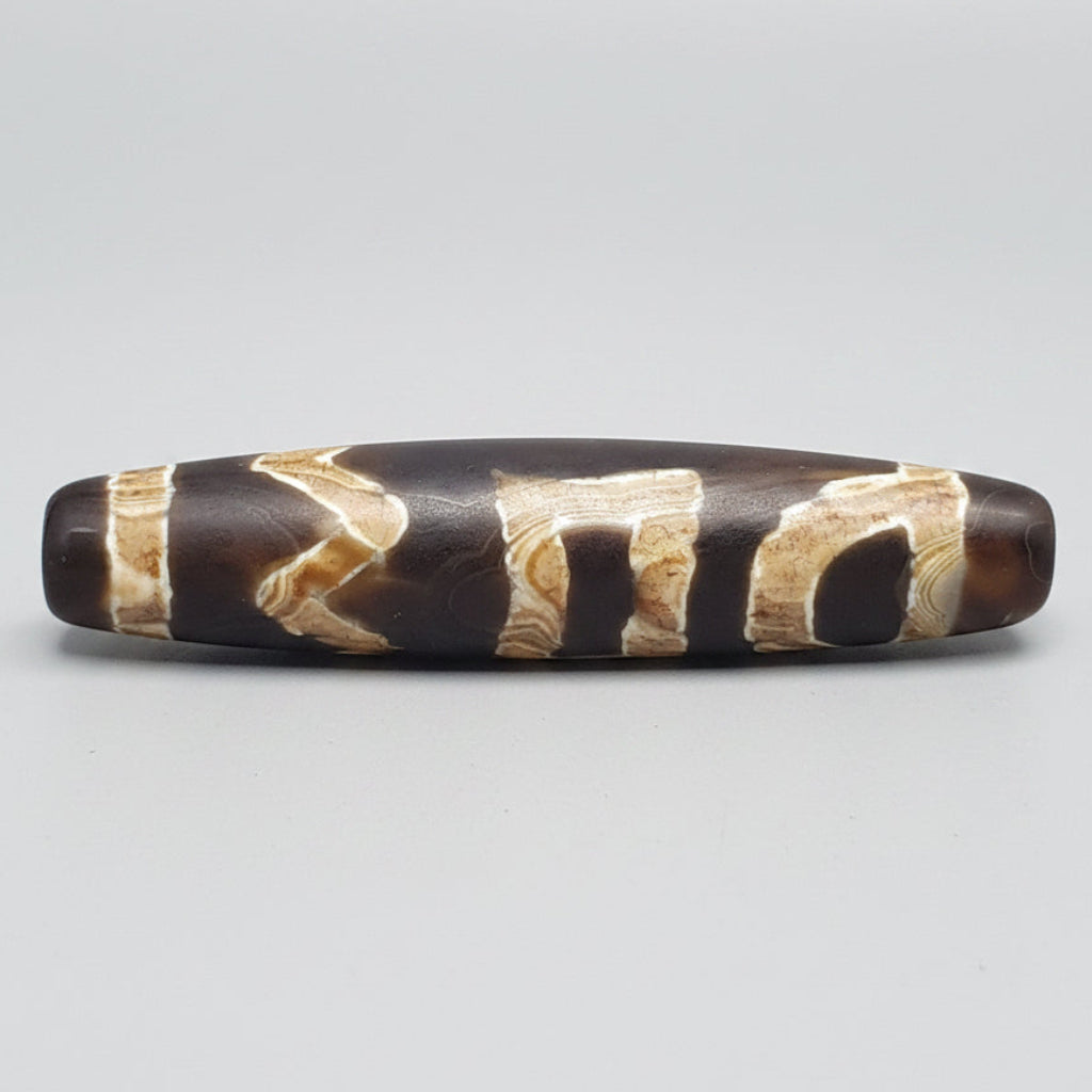 Amulette Perle Dzi en Agate Tibétaine de l'Himalaya Vintage