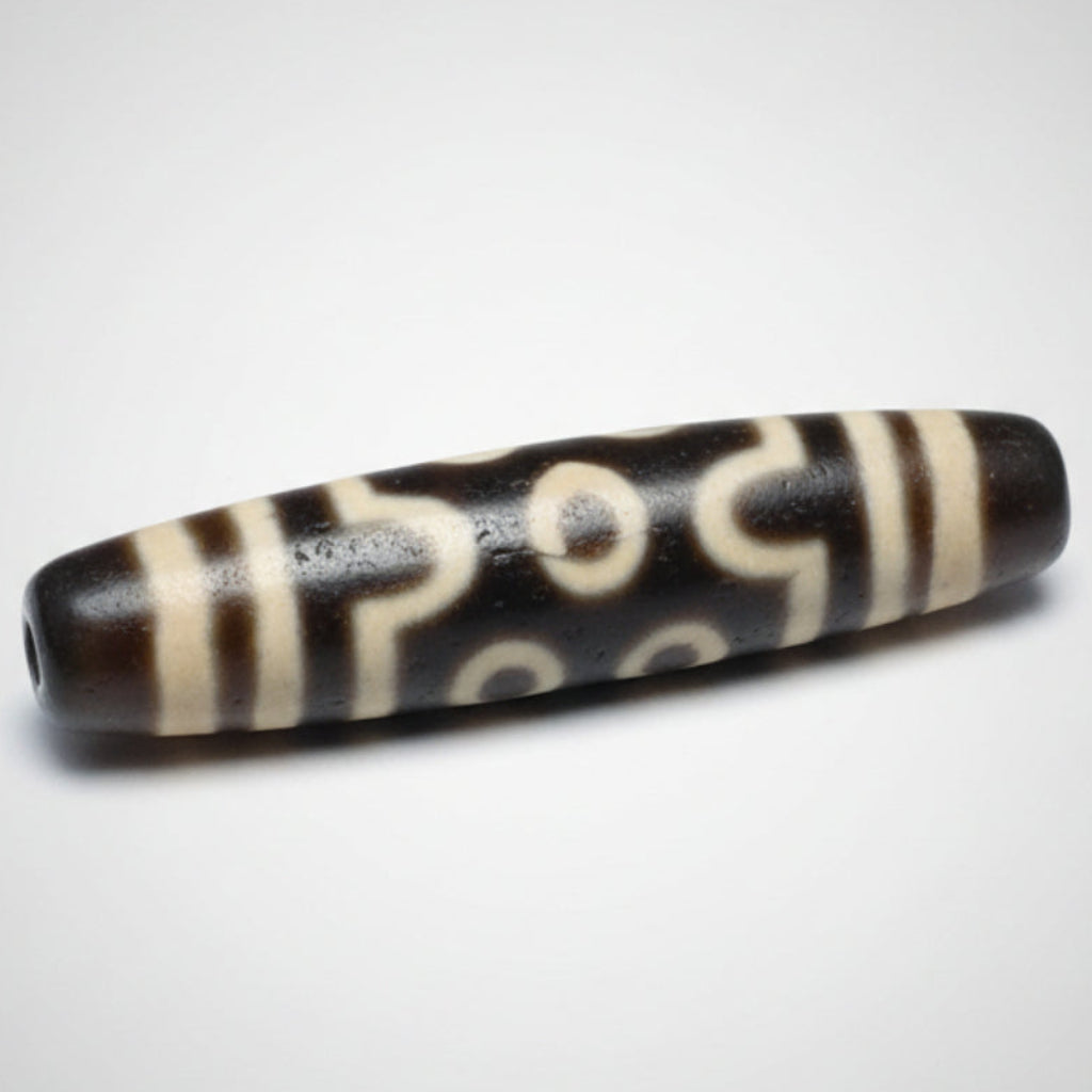 Amulette perle Dzi en agate tibétaine vintage à 7 yeux