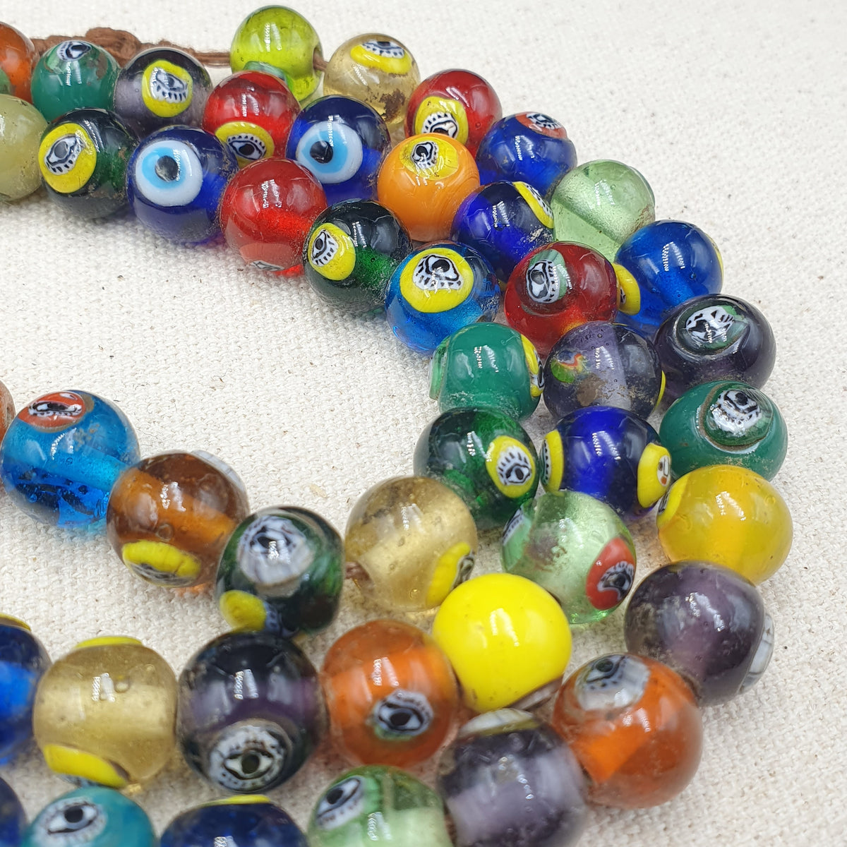 Antique Ottomans Style Eye Glass Beads Necklace