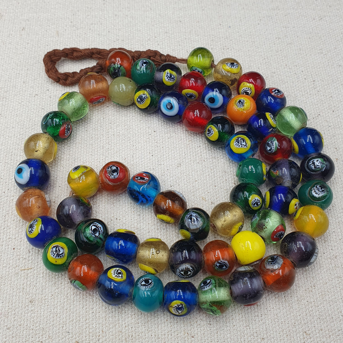 Antique Ottomans Style Eye Glass Beads Necklace