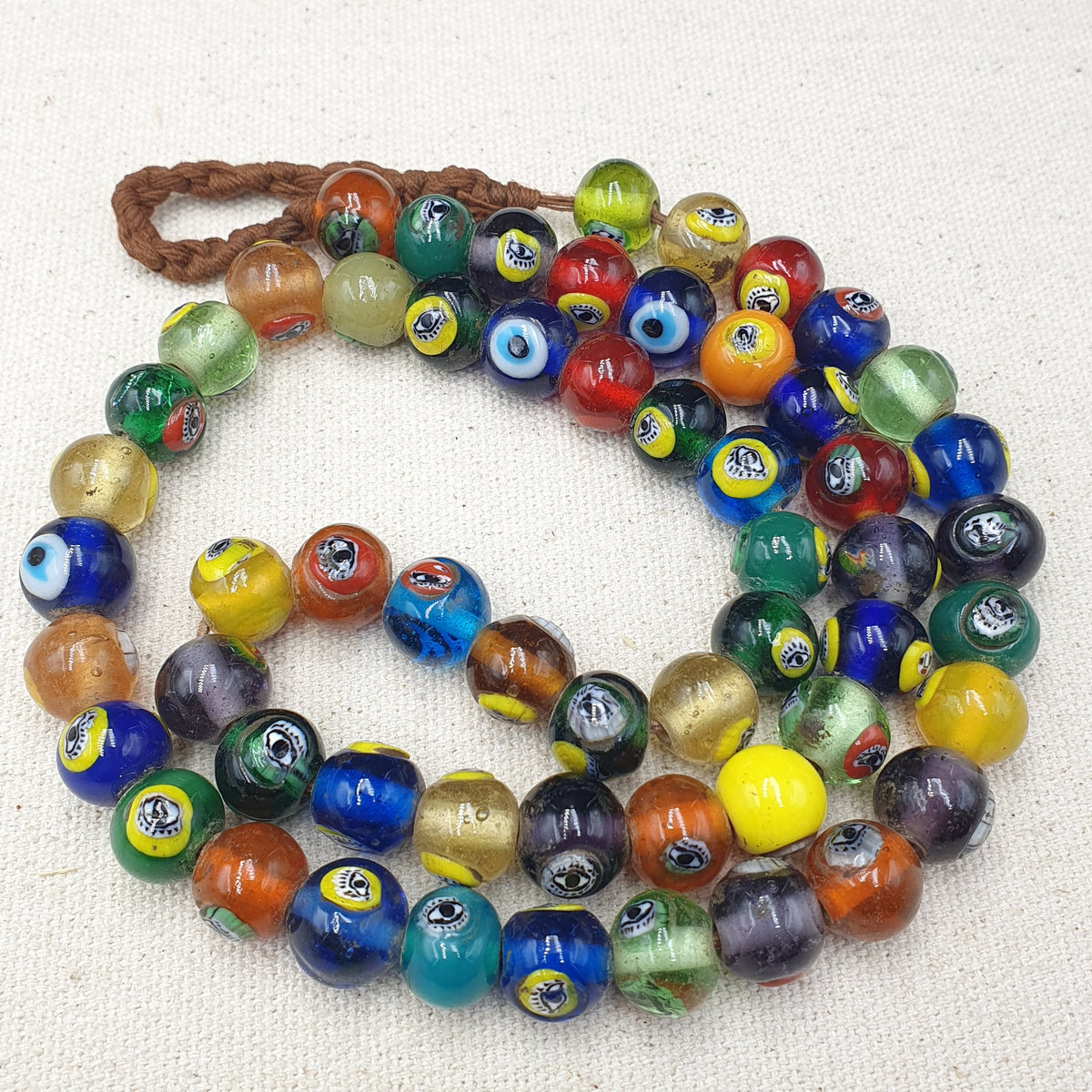 Antique Ottomans Style Eye Glass Beads Necklace