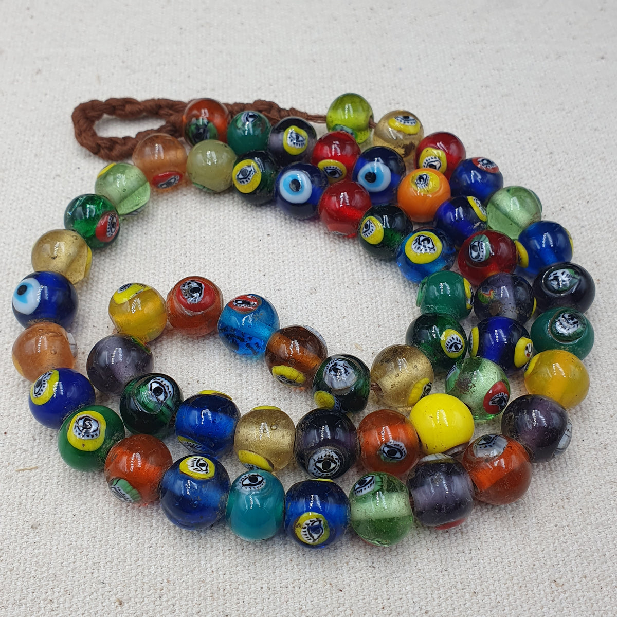 Antique Ottomans Style Eye Glass Beads Necklace