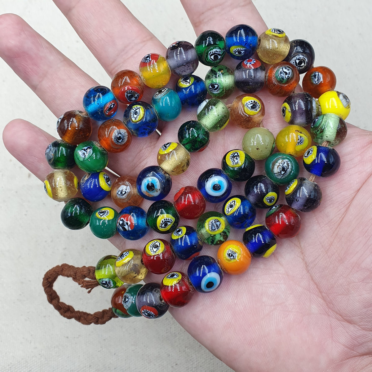 Antique Ottomans Style Eye Glass Beads Necklace
