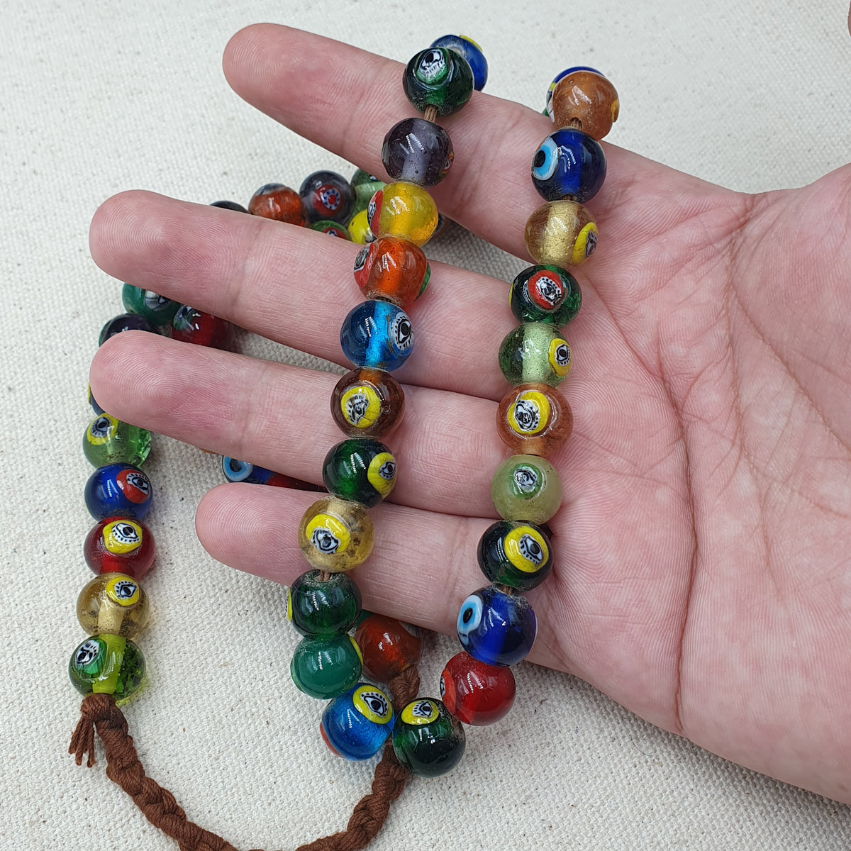 Antique Ottomans Style Eye Glass Beads Necklace