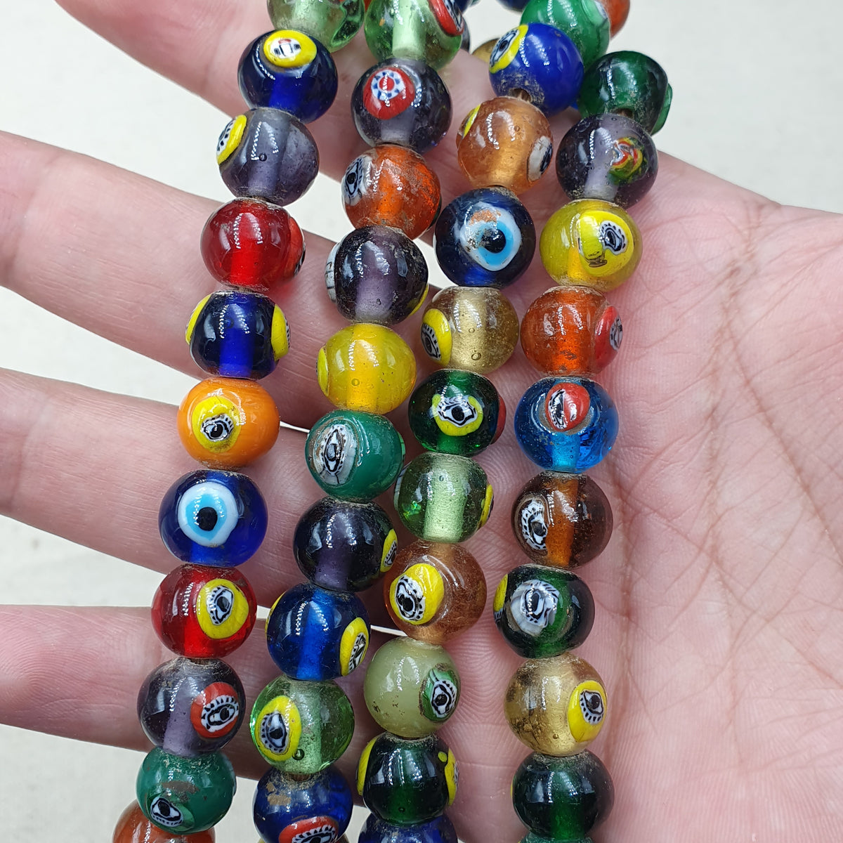 Antique Ottomans Style Eye Glass Beads Necklace