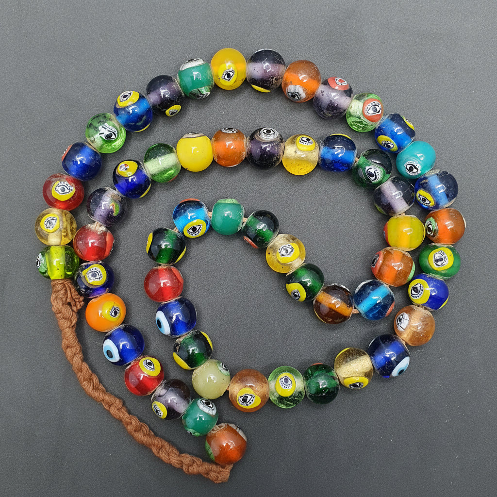 Antique Ottomans Style Eye Glass Beads Necklace