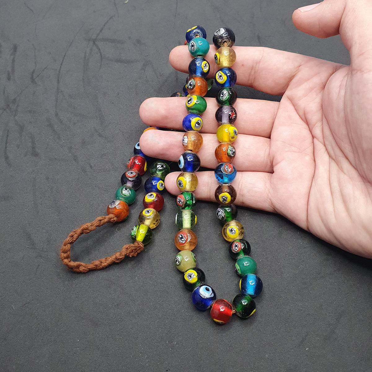 Antique Ottomans Style Eye Glass Beads Necklace