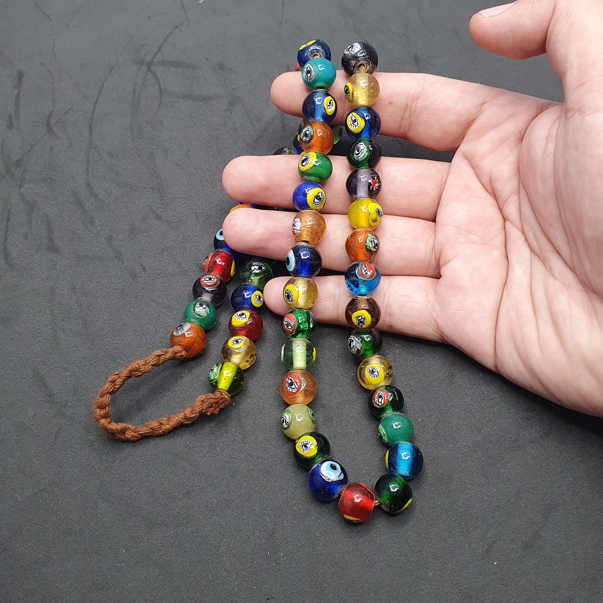 Antique Ottomans Style Eye Glass Beads Necklace