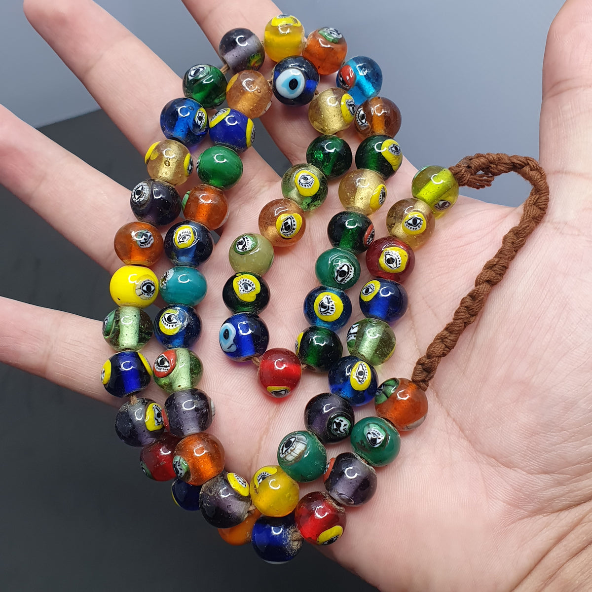 Antique Ottomans Style Eye Glass Beads Necklace