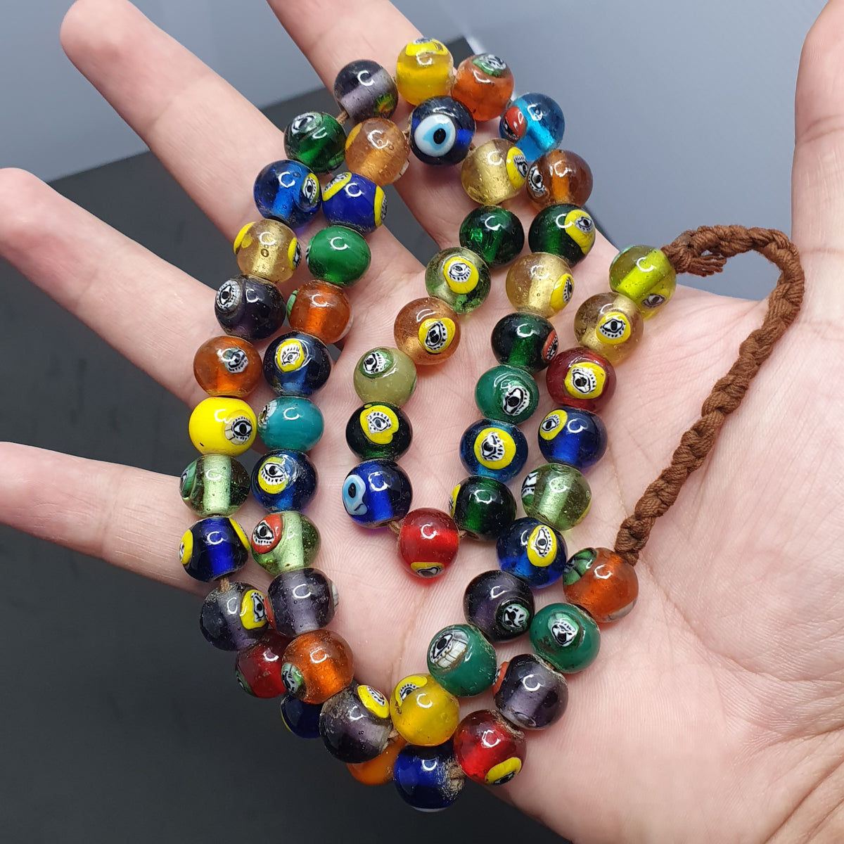 Antique Ottomans Style Eye Glass Beads Necklace