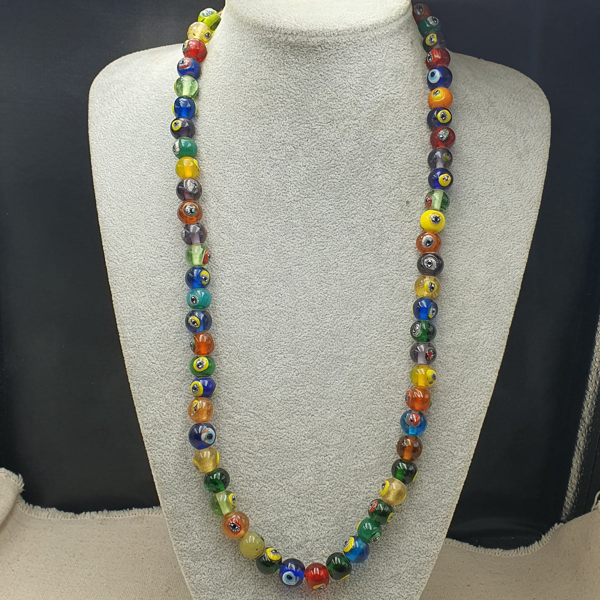 Antique Ottomans Style Eye Glass Beads Necklace