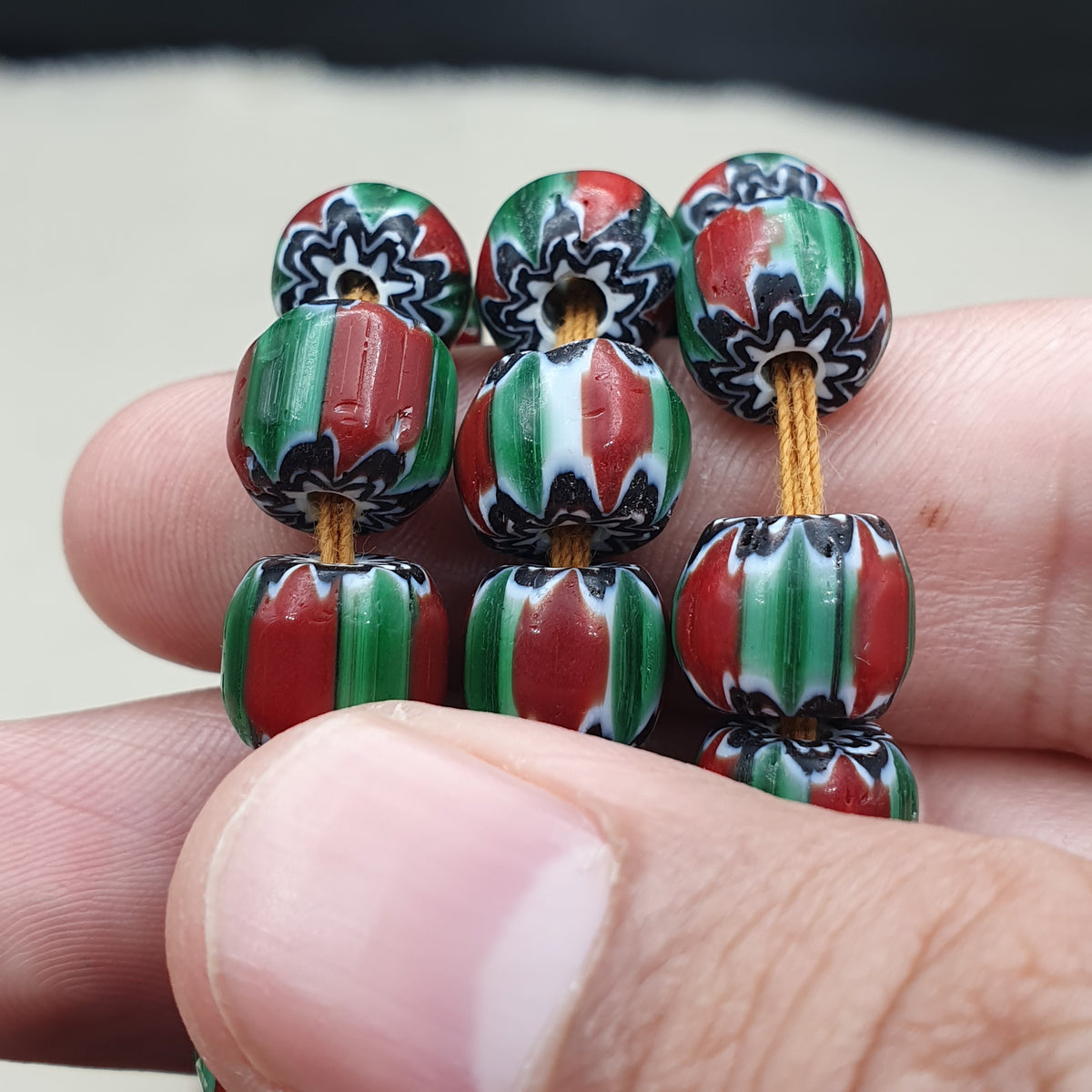 Antike venezianische Chevron-Perlenkette, handgefertigte Perlenstränge