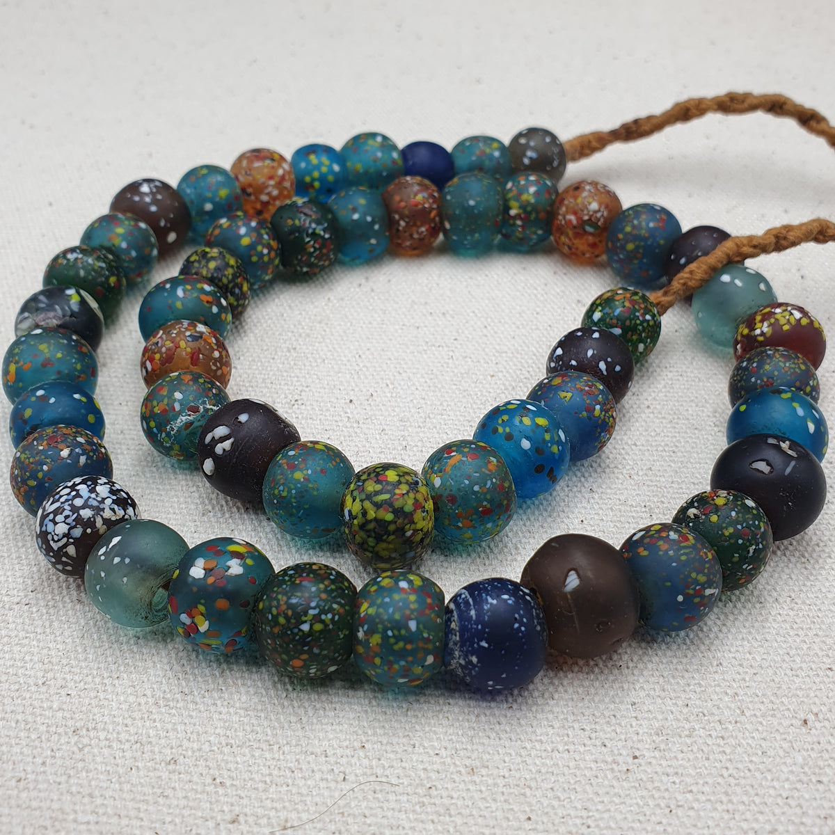 Vintage Aventurine Glass Beads Strands 13.2mm 20 inches Long