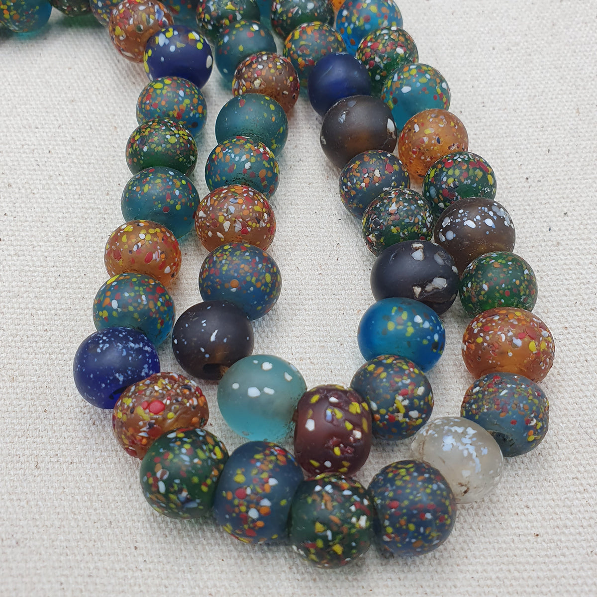 Vintage Aventurine Glass Beads Strands 13.2mm 20 inches Long