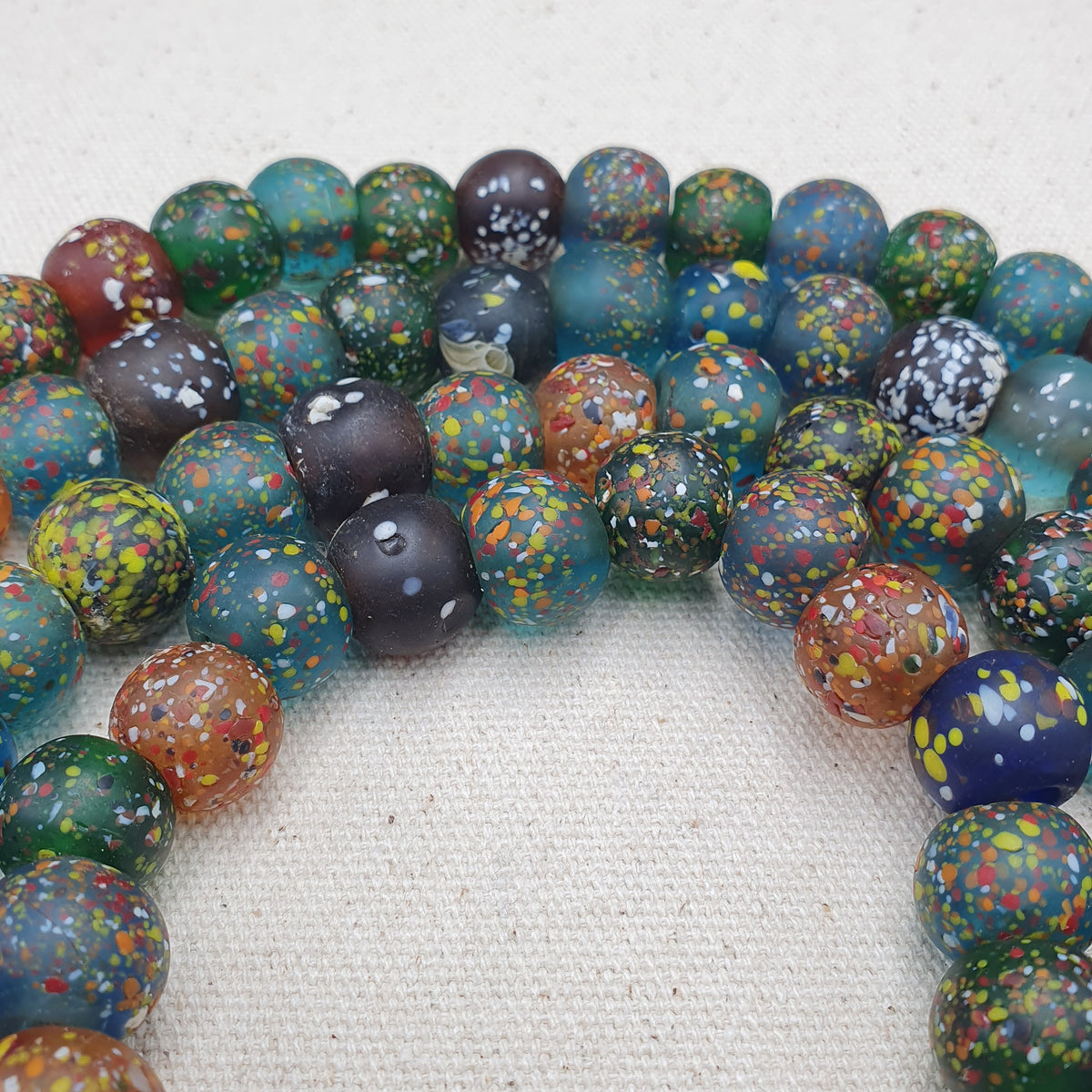 Vintage Aventurine Glass Beads Strands 13.2mm 20 inches Long