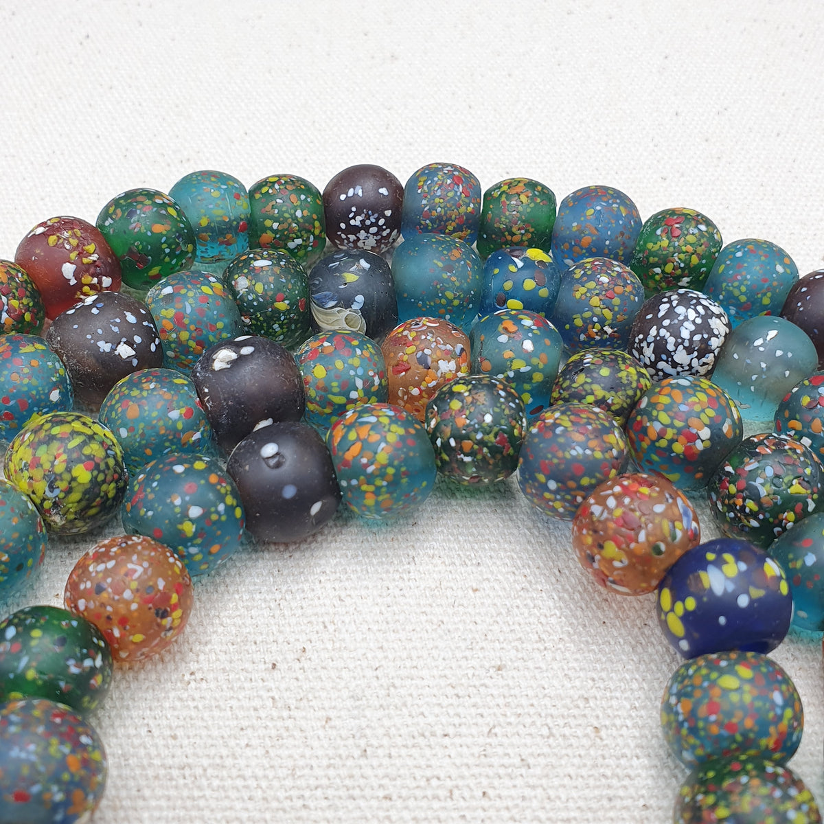 Vintage Aventurine Glass Beads Strands 13.2mm 20 inches Long