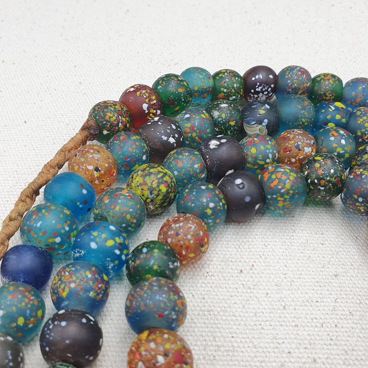Vintage Aventurine Glass Beads Strands 13.2mm 20 inches Long