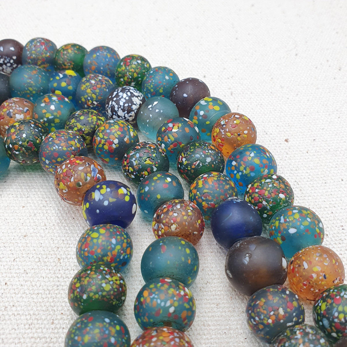 Vintage Aventurine Glass Beads Strands 13.2mm 20 inches Long