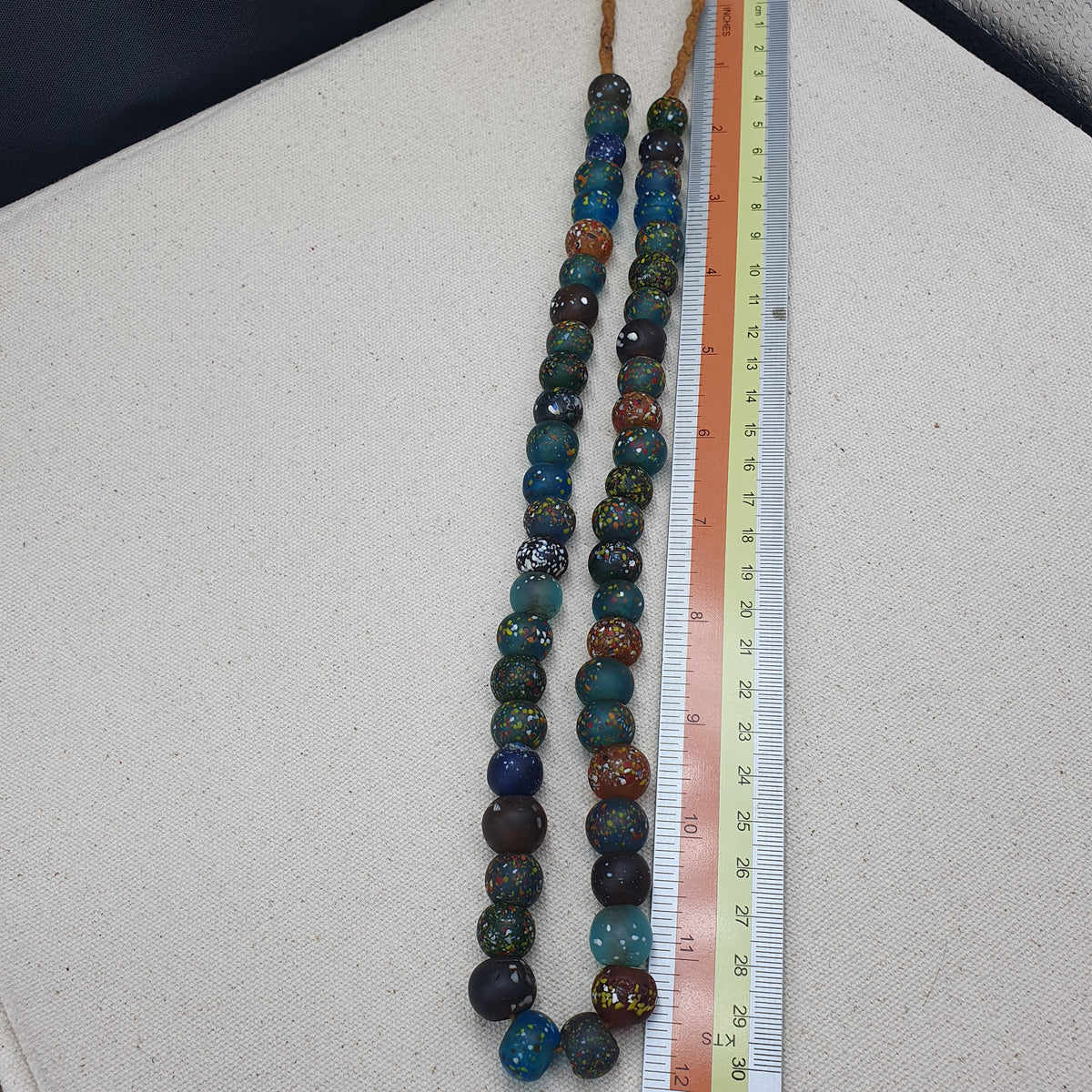 Vintage Aventurine Glass Beads Strands 13.2mm 20 inches Long