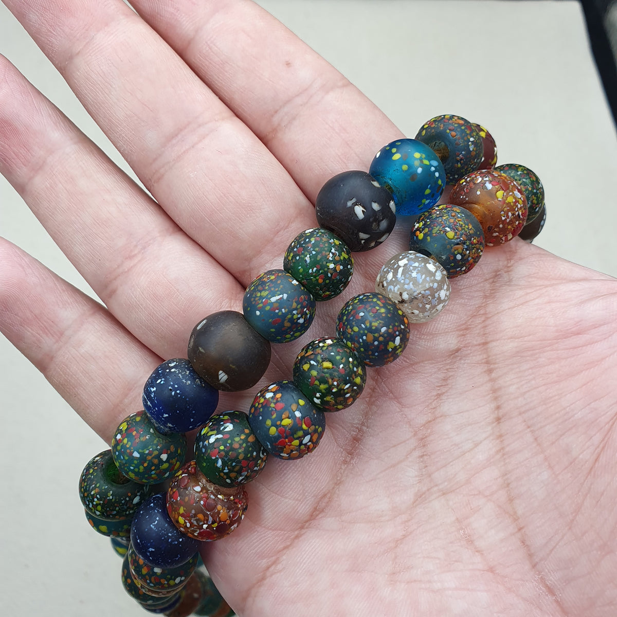 Vintage Aventurine Glass Beads Strands 13.2mm 20 inches Long