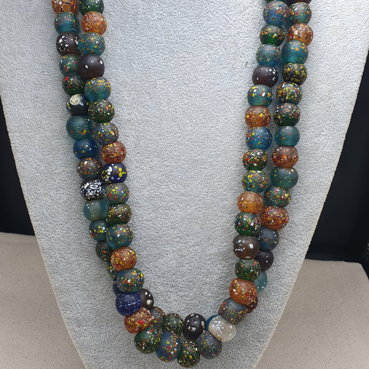Vintage Aventurine Glass Beads Strands 13.2mm 20 inches Long