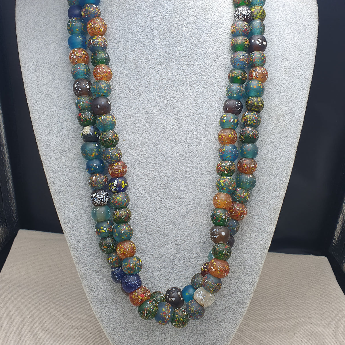 Vintage Aventurine Glass Beads Strands 13.2mm 20 inches Long