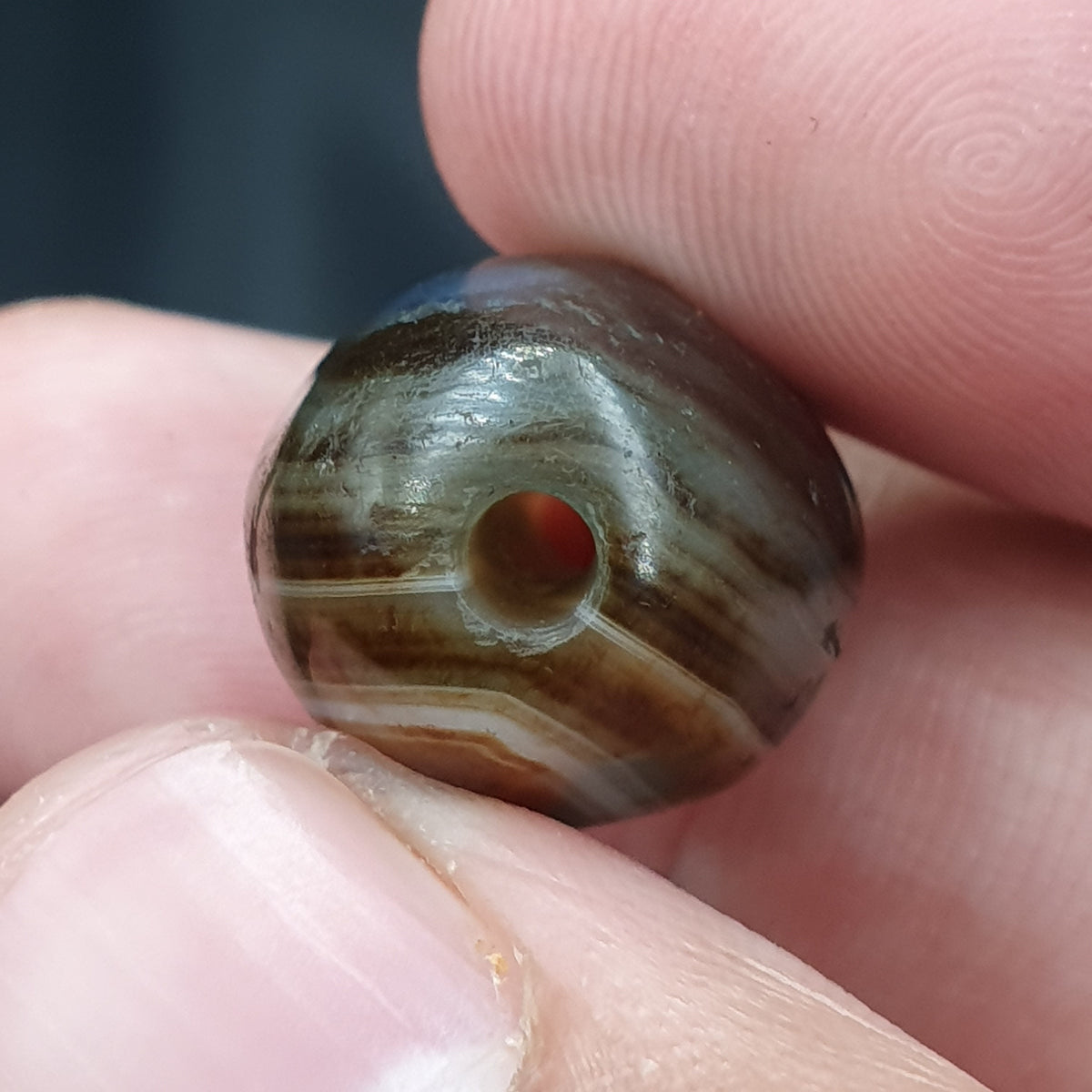 Amulette vintage en perles d'agate oculaire naturelle Suliemani