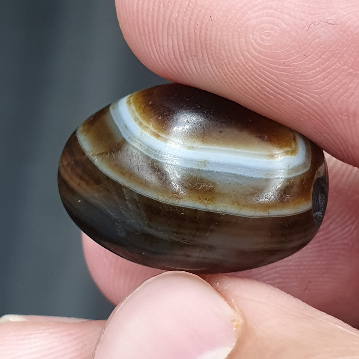 Amulette vintage en perles d'agate oculaire naturelle Suliemani