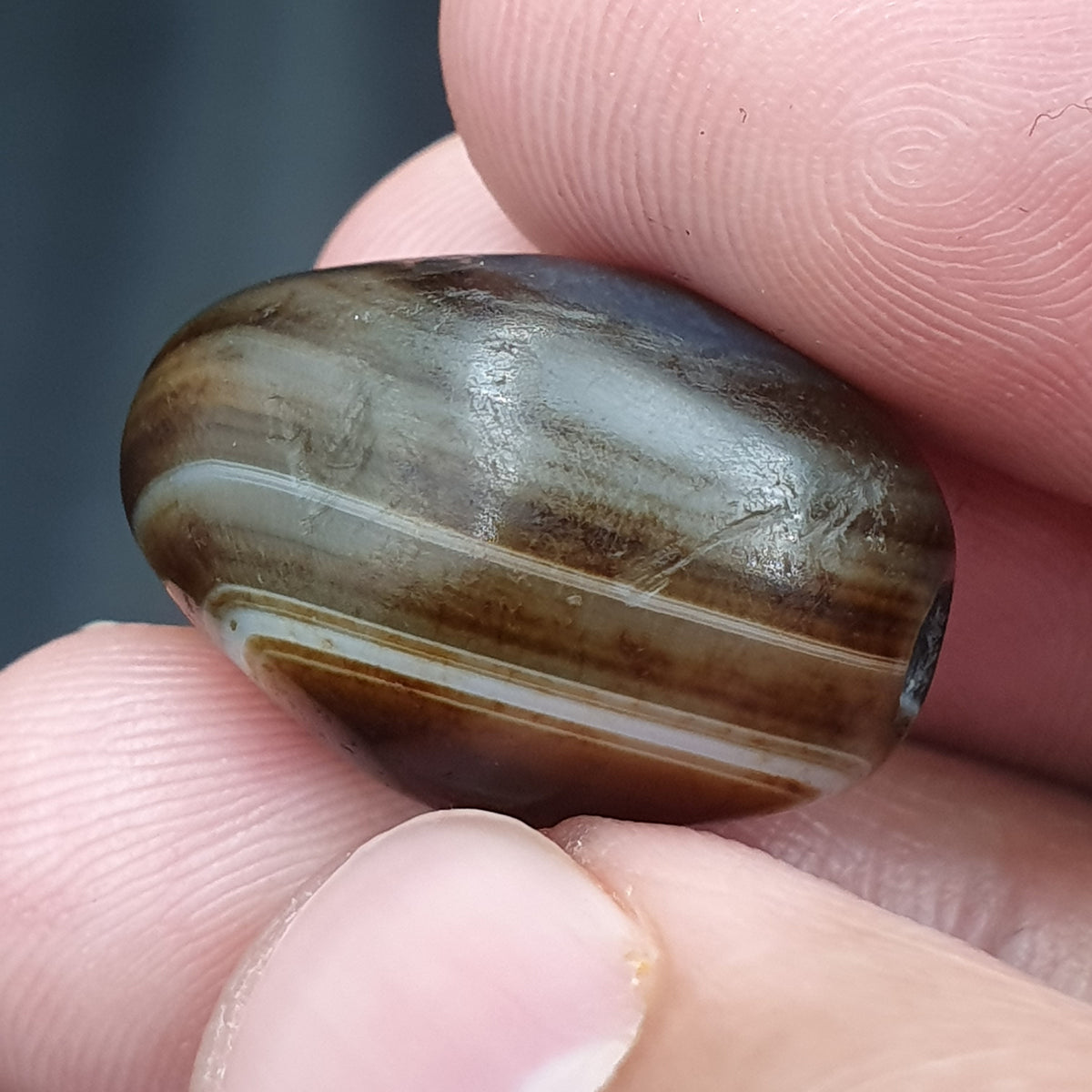 Amulette vintage en perles d'agate oculaire naturelle Suliemani