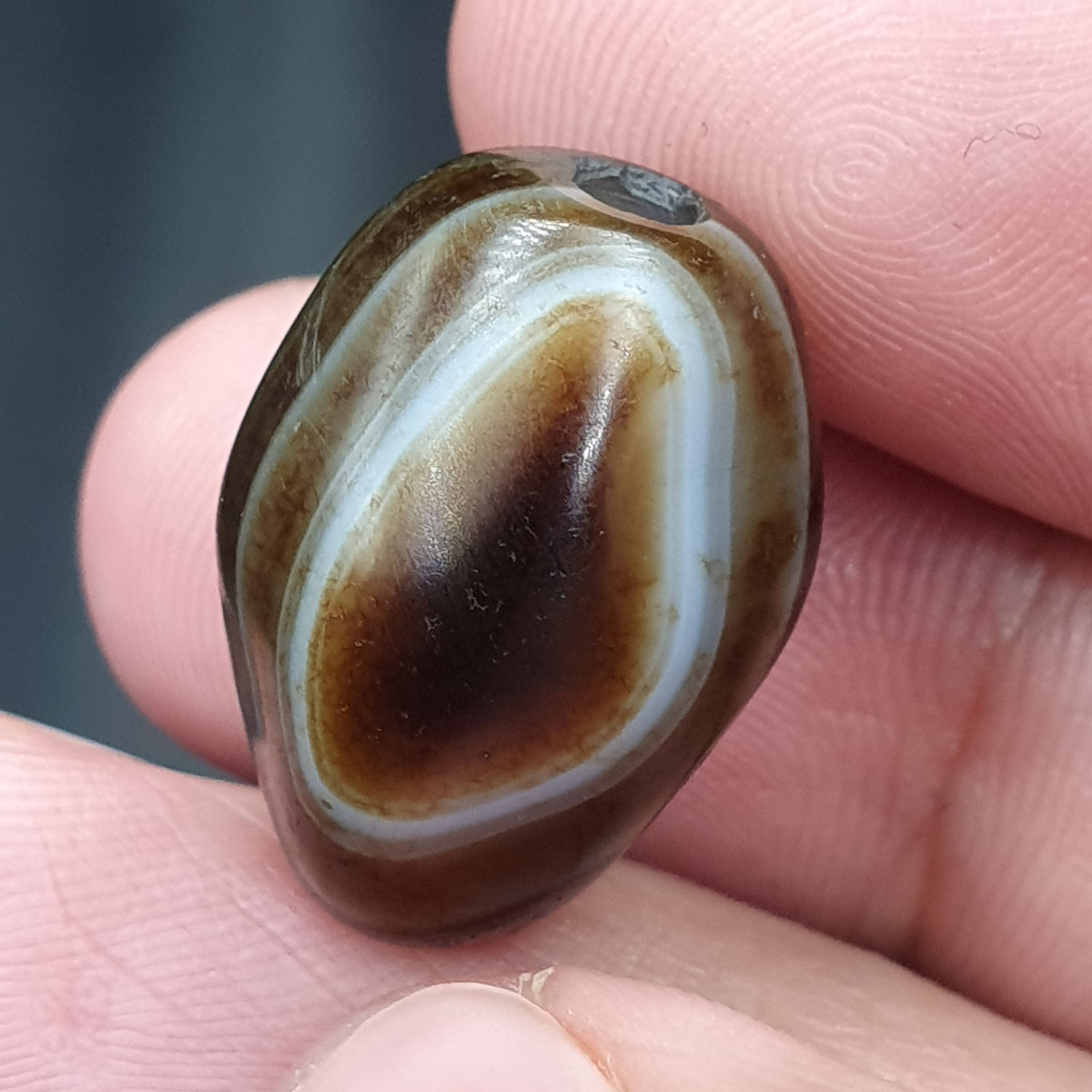 Amulette vintage en perles d'agate oculaire naturelle Suliemani