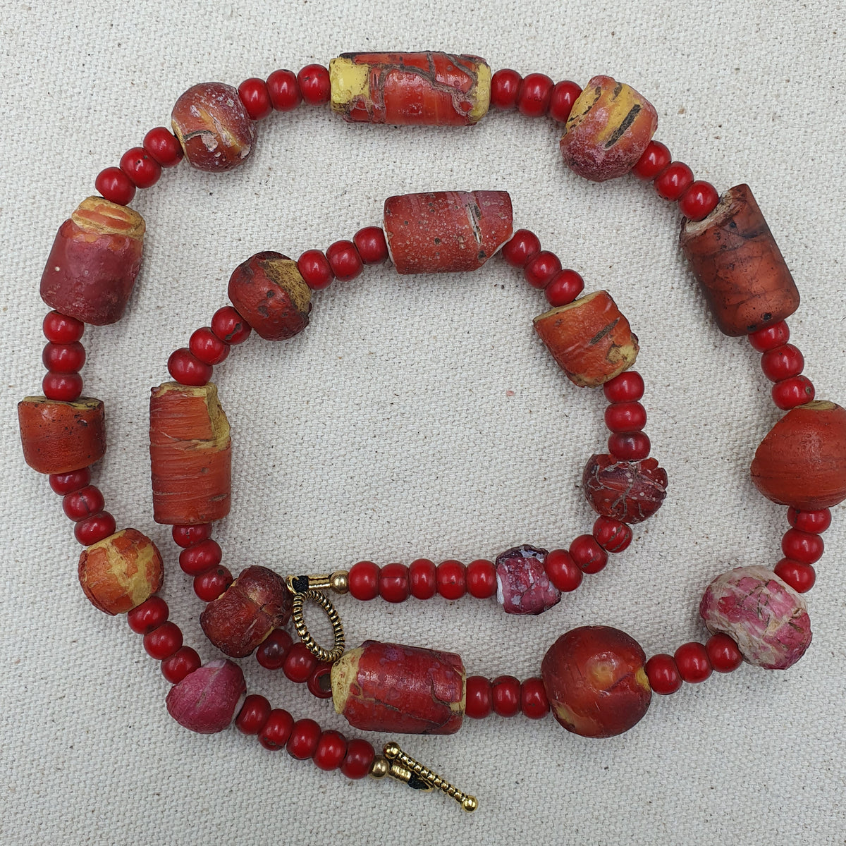 Collier de perles vénitiennes antiques Cœur Blanc rares