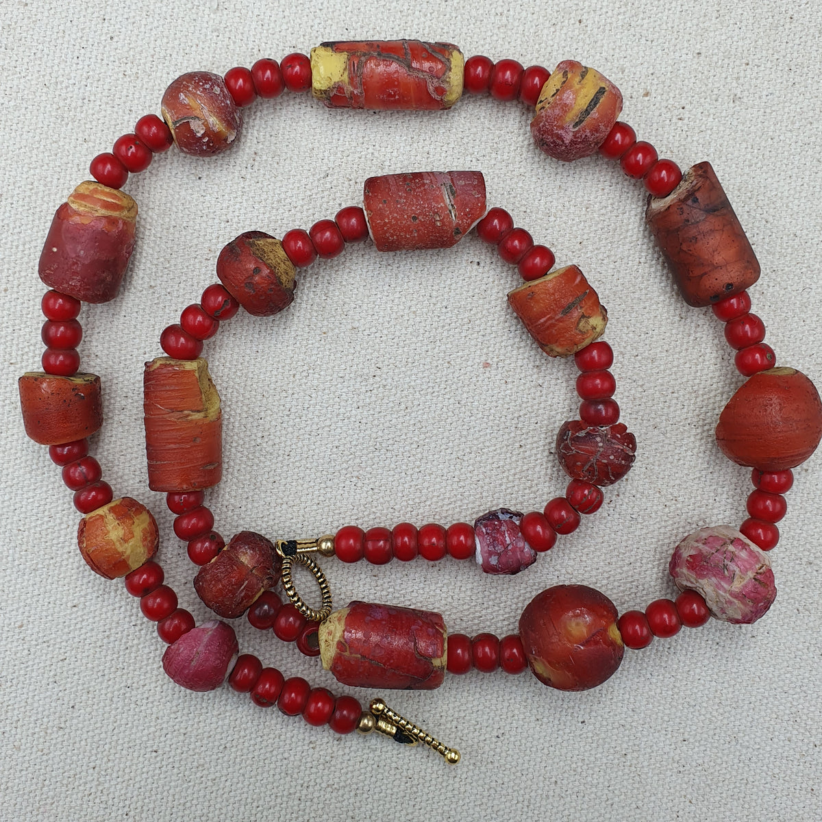 Collier de perles vénitiennes antiques Cœur Blanc rares