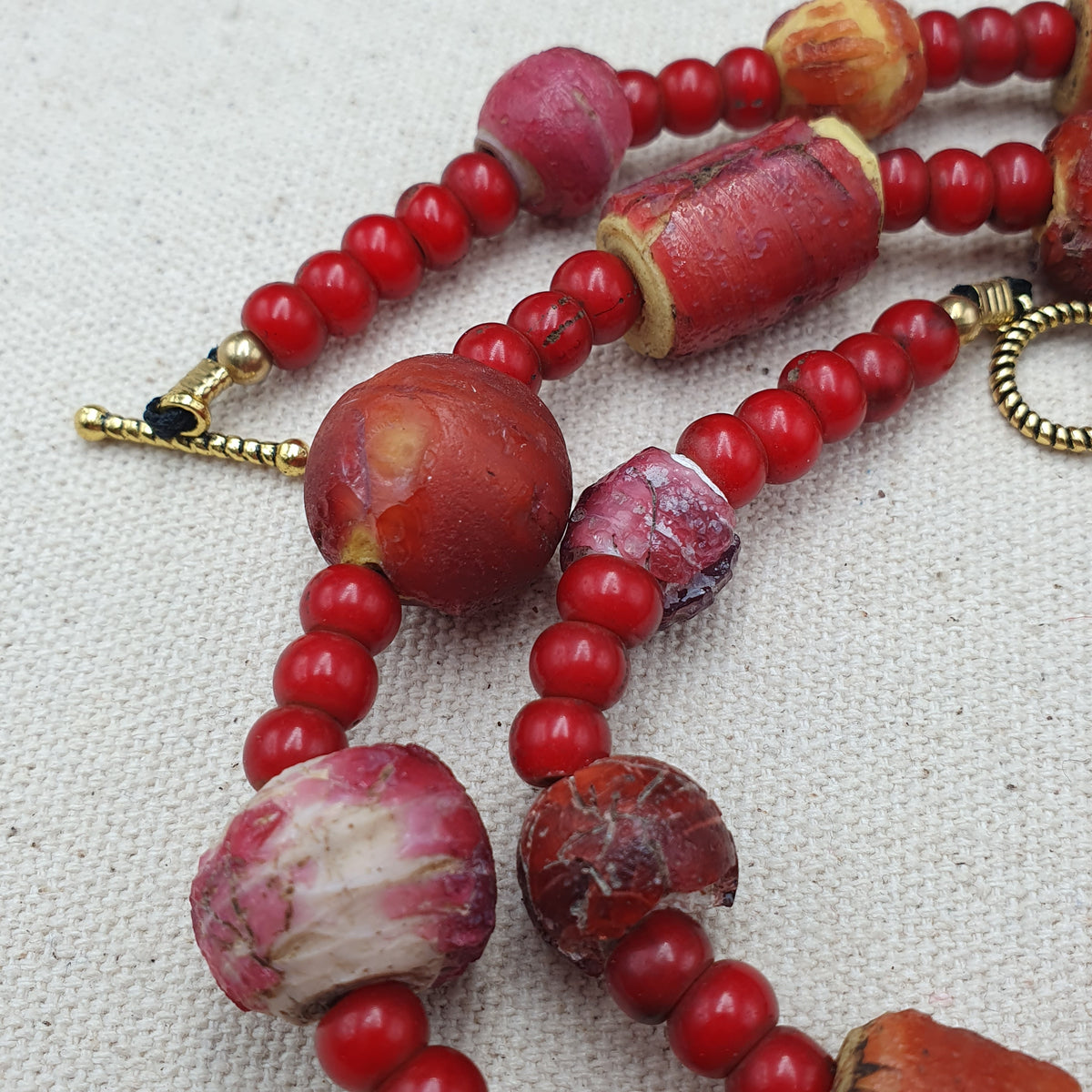 Collier de perles vénitiennes antiques Cœur Blanc rares