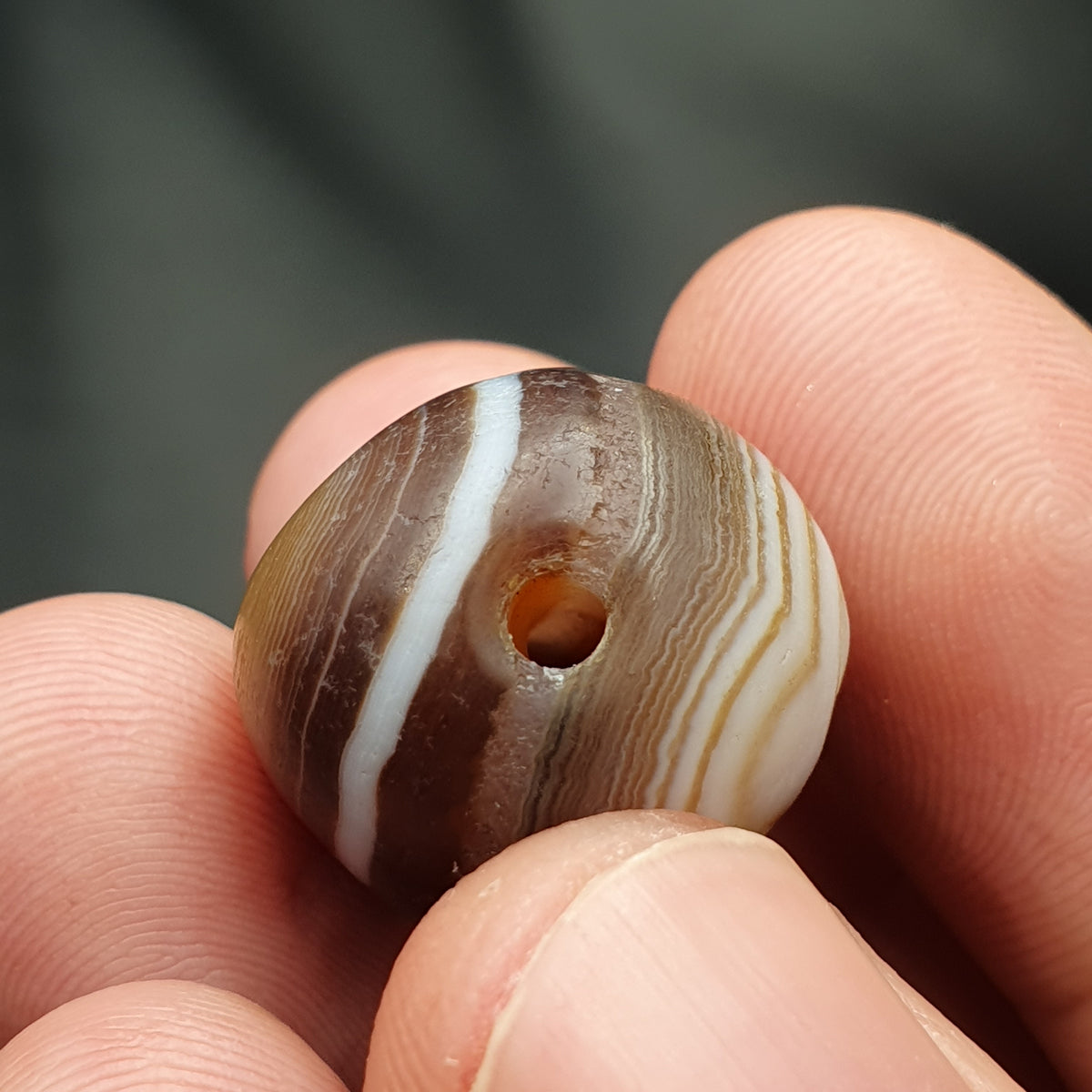 Lot de 2 perles vintage Agate œil Suliemani de l'Himalaya