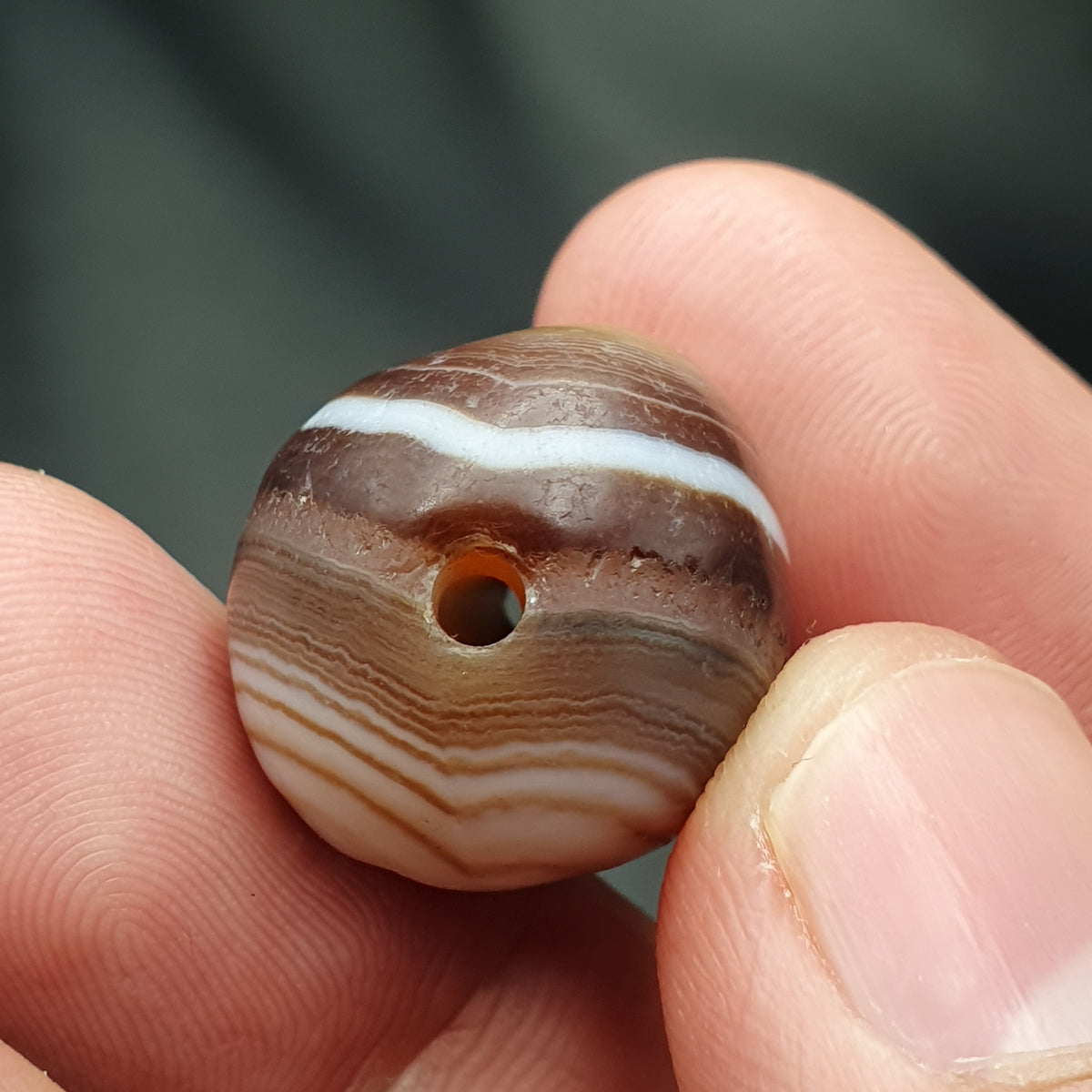 Lot de 2 perles vintage Agate œil Suliemani de l'Himalaya