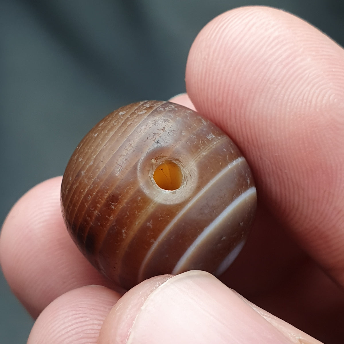 Lot de 2 perles vintage Agate œil Suliemani de l'Himalaya