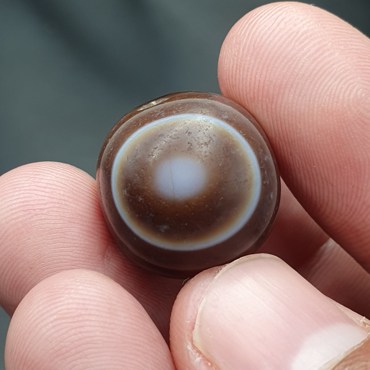 Lot de 2 perles vintage Agate œil Suliemani de l'Himalaya