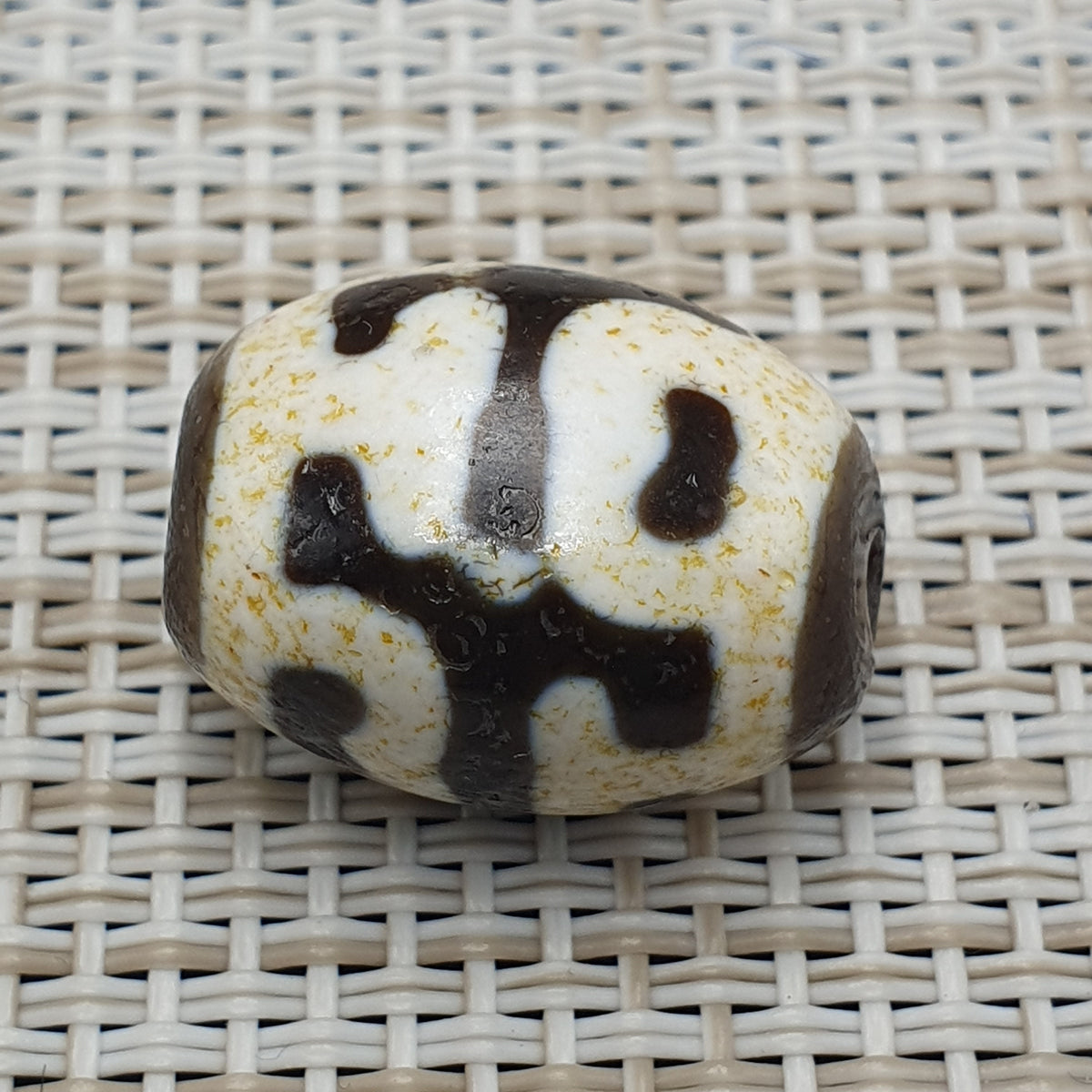 Perles d'agate tibétaines de l'Himalaya à motif de vase au trésor vintage