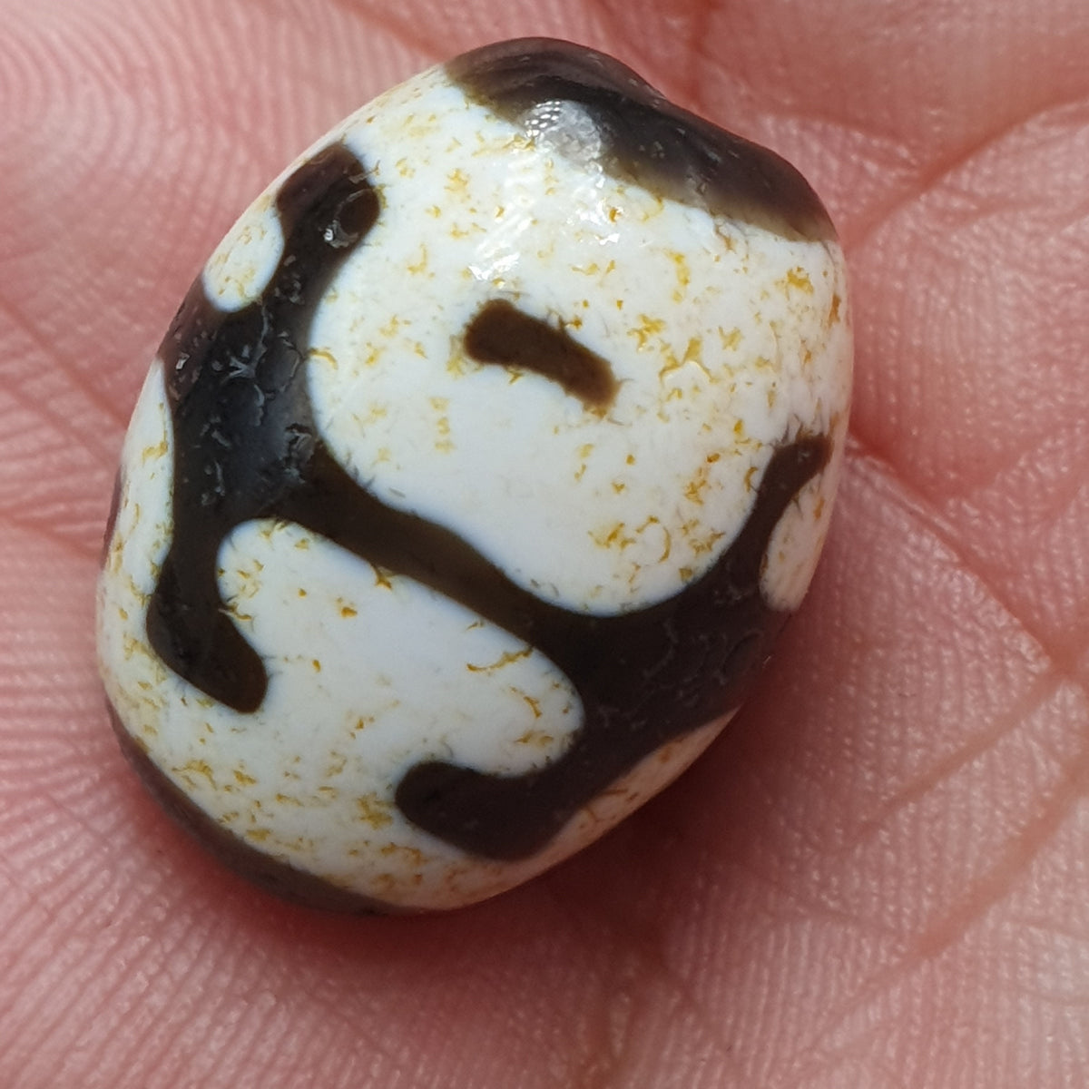 Perles d'agate tibétaines de l'Himalaya à motif de vase au trésor vintage