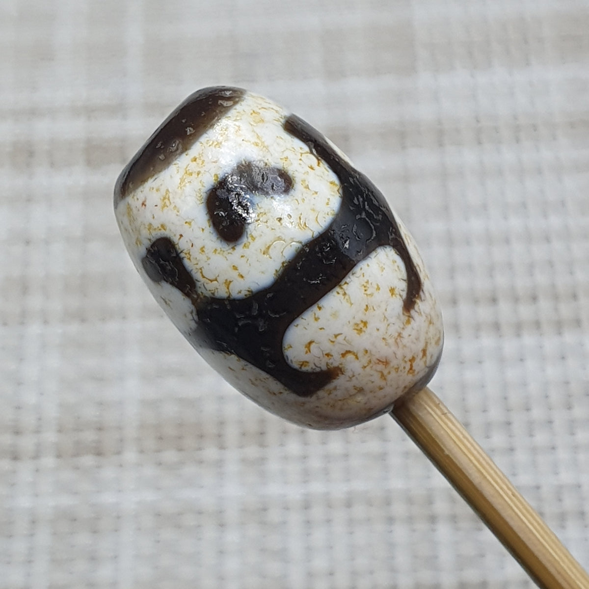 Perles d'agate tibétaines de l'Himalaya à motif de vase au trésor vintage