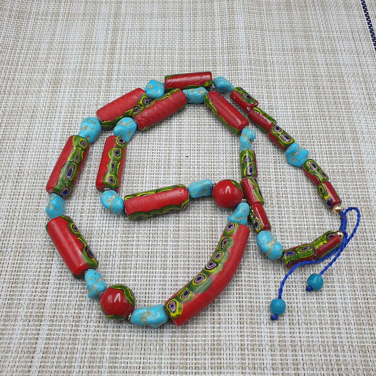 Vintage Venetian Gabri Style Glass Howlite Stone Beaded Necklace