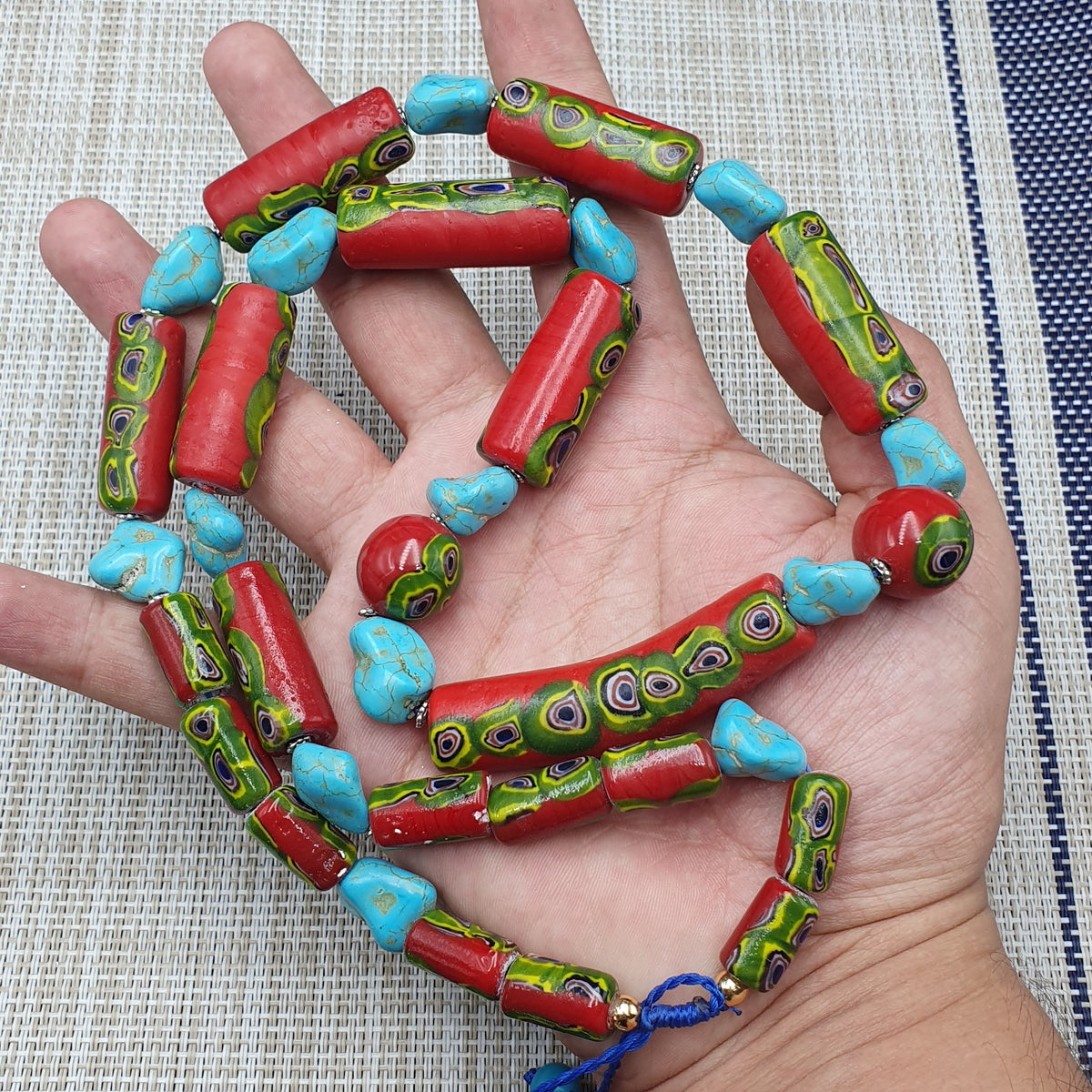 Vintage Venetian Gabri Style Glass Howlite Stone Beaded Necklace