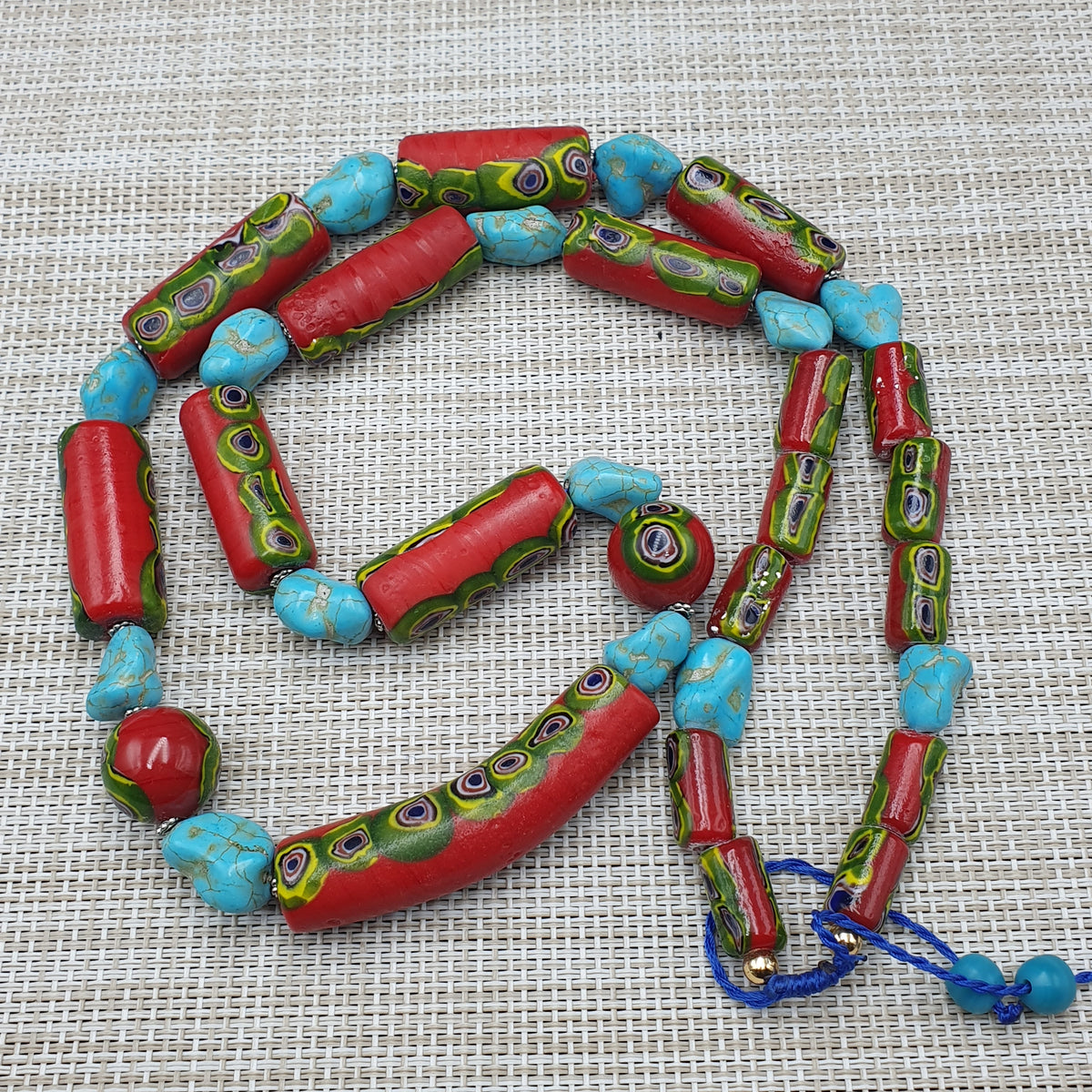 Vintage Venetian Gabri Style Glass Howlite Stone Beaded Necklace