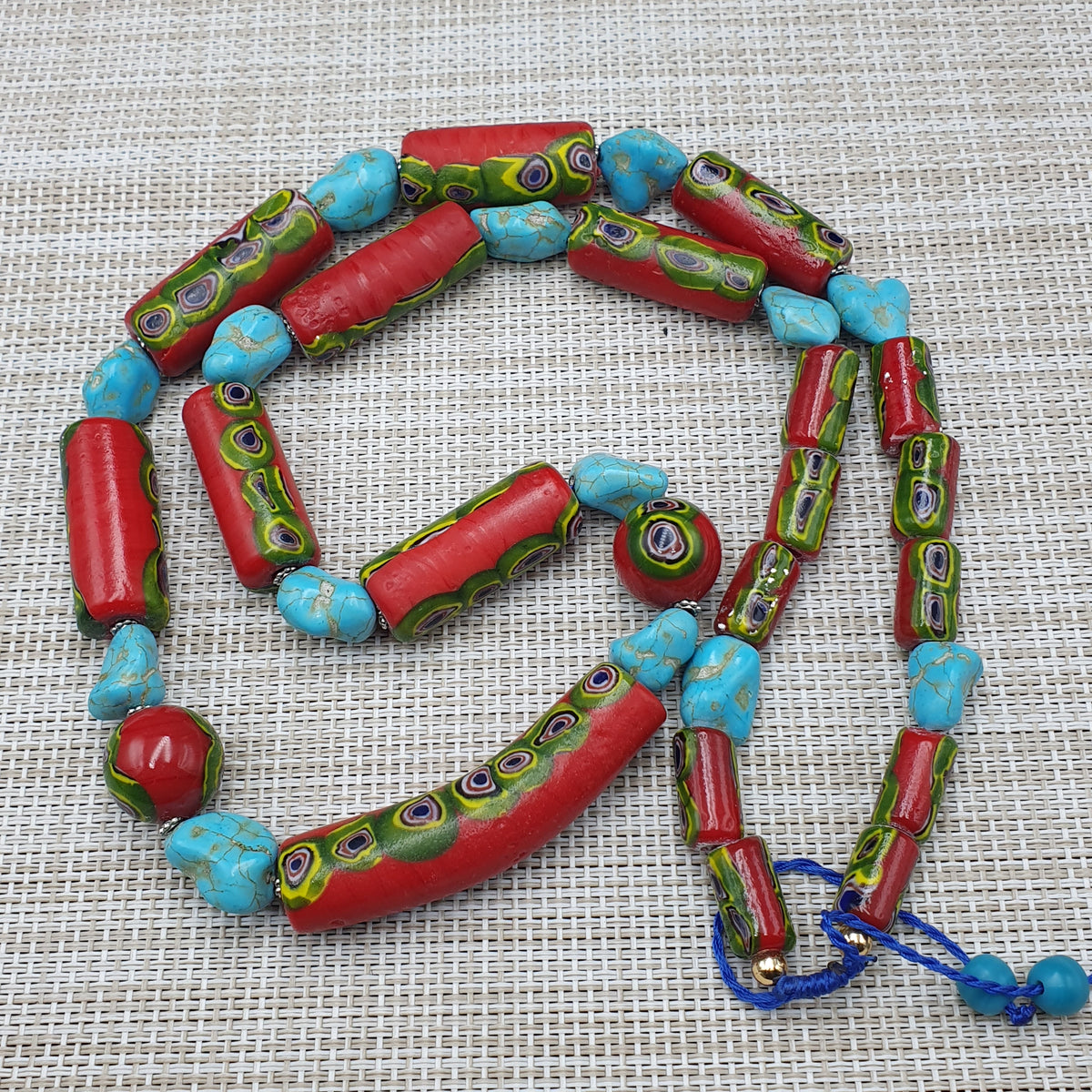 Vintage Venetian Gabri Style Glass Howlite Stone Beaded Necklace