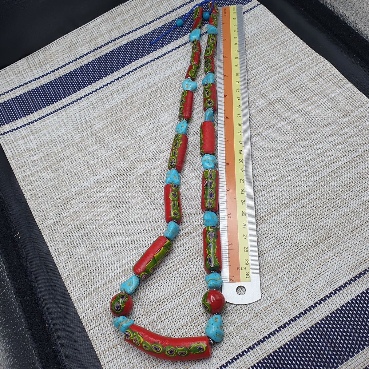 Vintage Venetian Gabri Style Glass Howlite Stone Beaded Necklace